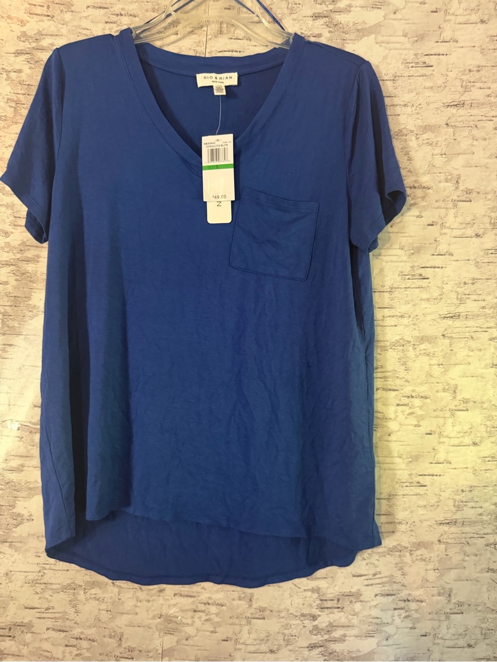 NWT Retail Tag $49 Women's Short Sleeve V-Neck Pocket Tee - Royal Blue